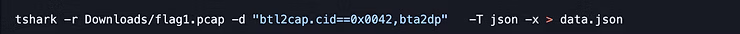 Using tshark to filter the connection and export raw hex to JSON