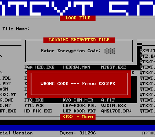 QText screenshot of loading an encrypted document