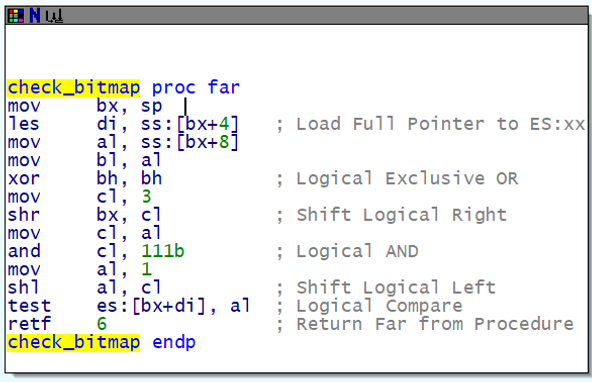 This function is used in several places to check a byte value vs a bitmap.